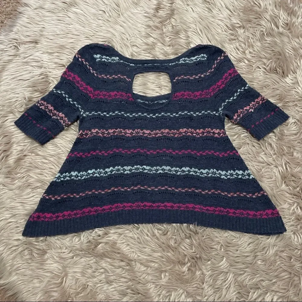 Free people open back short sleeve sweater XS