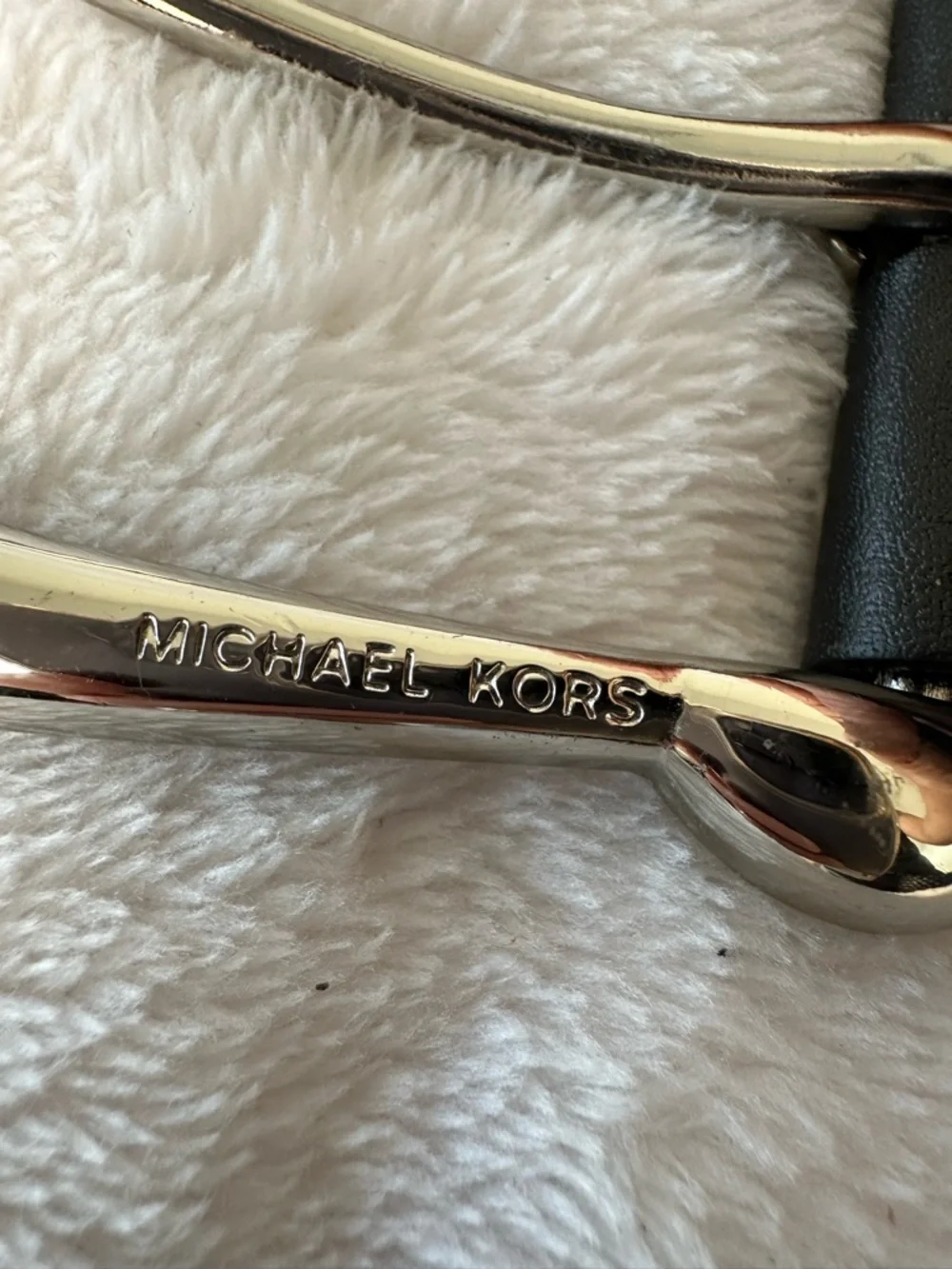 Michael Kors Woven Leather Circle-Buckle Belt in Black Size Small