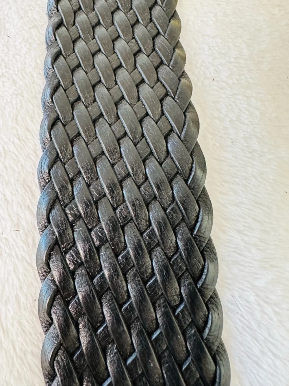 Michael Kors Woven Leather Circle-Buckle Belt in Black Size Small