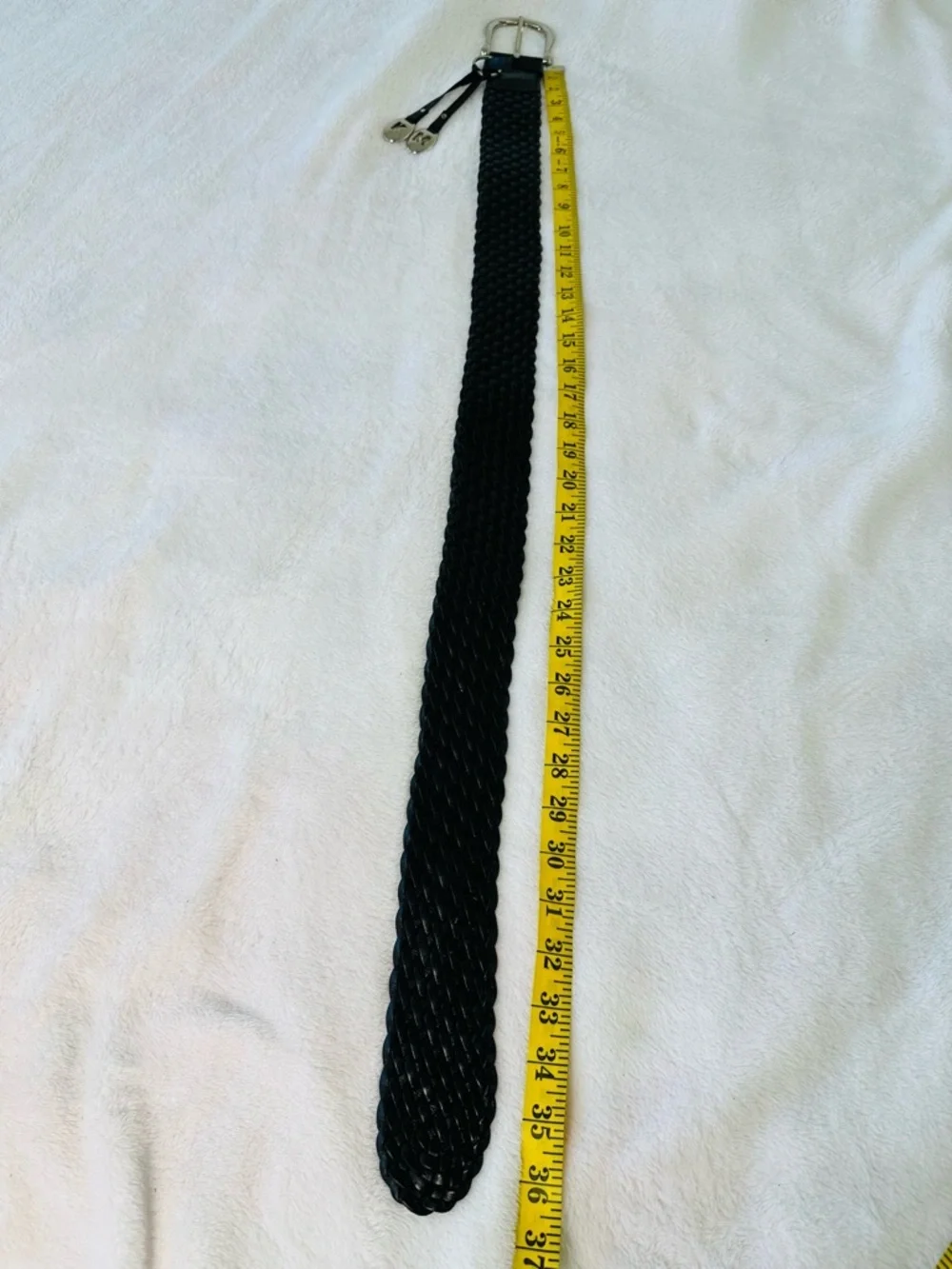 Michael Kors Woven Leather Circle-Buckle Belt in Black Size Small