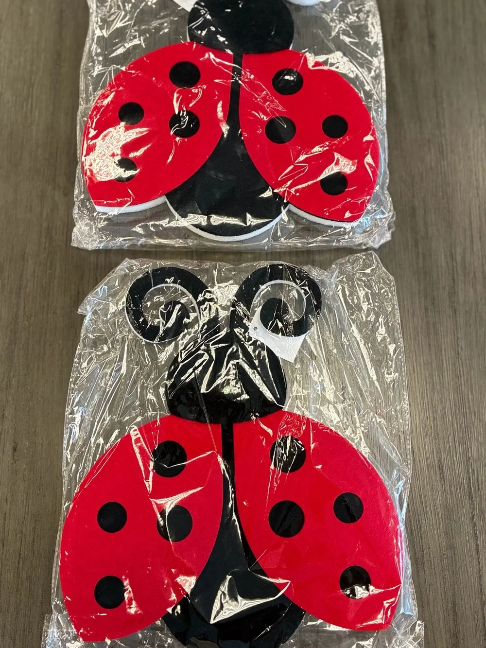 Pair of foam Ladybugs wreath decoration, party decorations black/ red seasonal