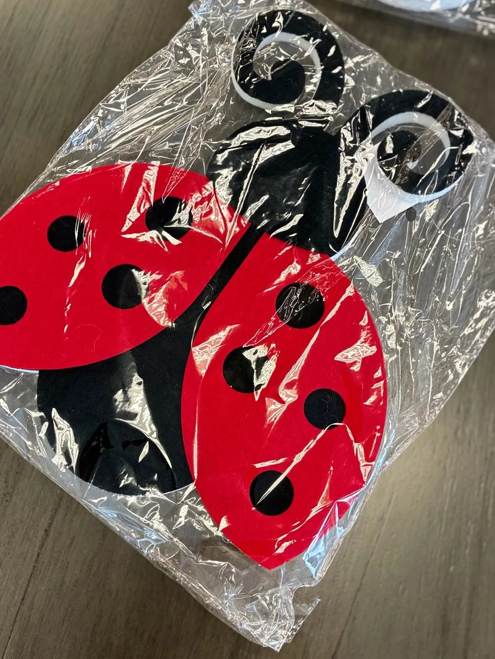 Pair of foam Ladybugs wreath decoration, party decorations black/ red seasonal