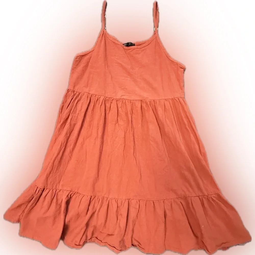 Coral Sleeveless Tiered Dress