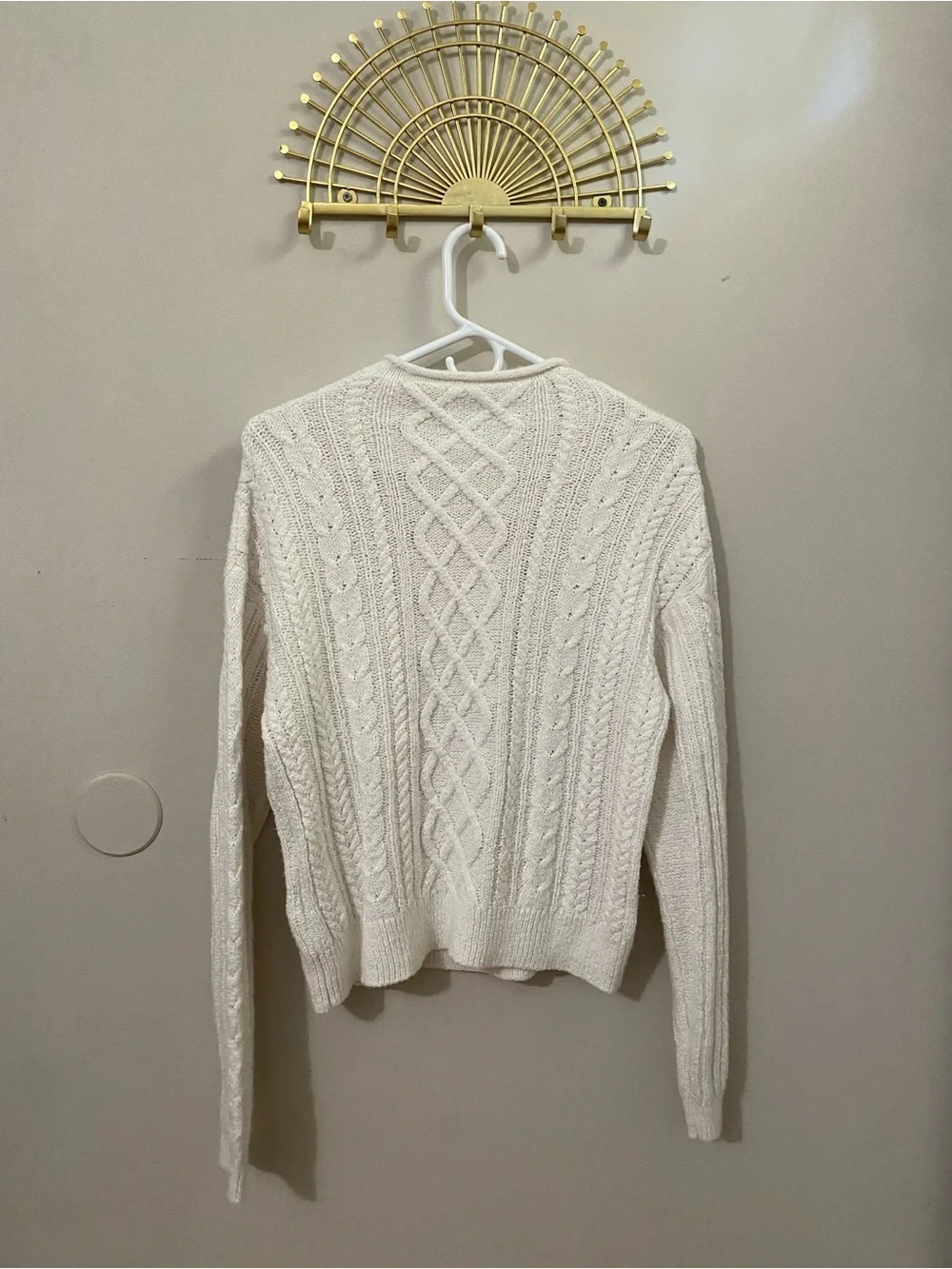 J. Crew Ivory Cable Knit Crewneck Sweater
