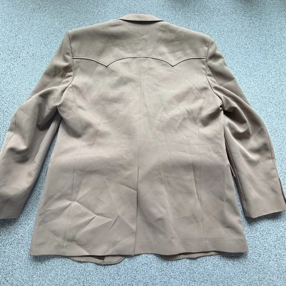 Sheplers Western Blazer Men 50L Tan USA Made Yoke Detail Cowboy Country Ruged