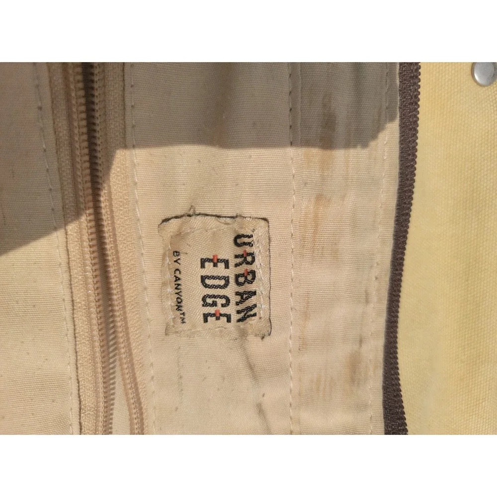 Urban Edge By Canyon Canvas Leather Messenger Shoulder Bag Tan Brown