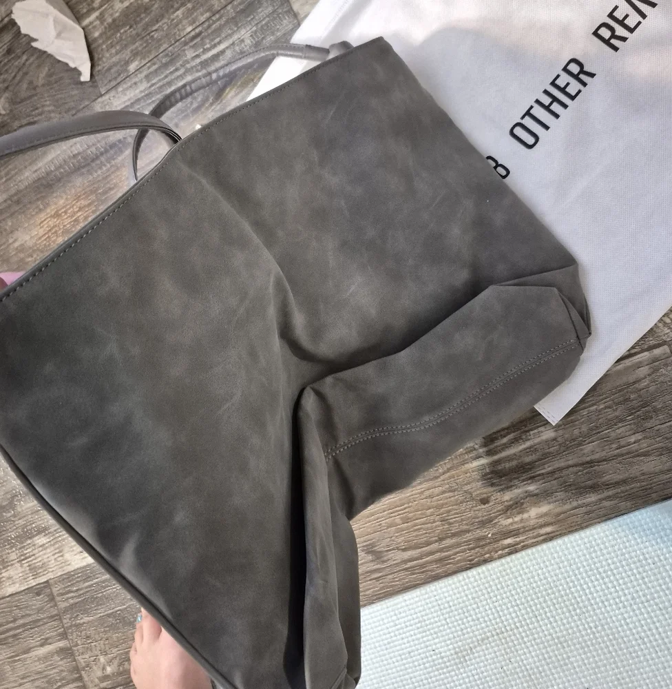 8 Other Reasons Cold Shoulder Bag Vegan Cow Hide Sloich Purse STONE Gray