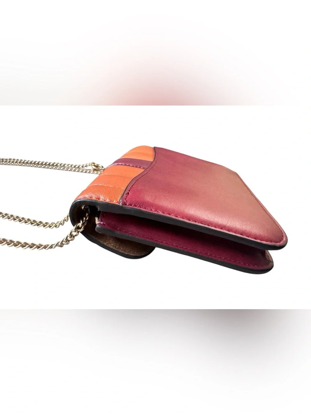 Coach Colorblock Leather Crossbody in Pink, Brown and Tan