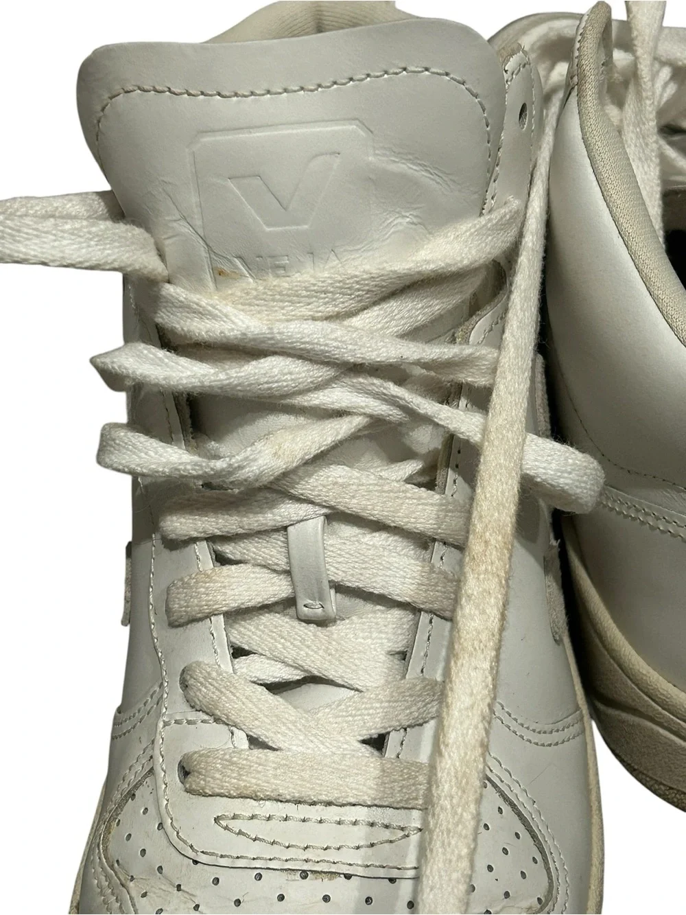 Veja V-15 Mid-Top Leather Sneaker in White Natural Size Womens US 7