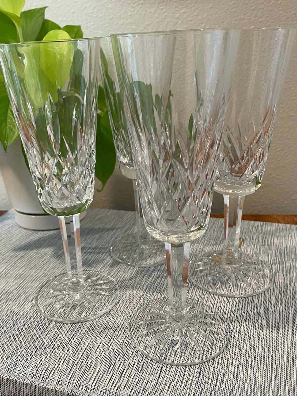 Waterford Lismore Crystal Champagne Flute –Stamped – Set of 4