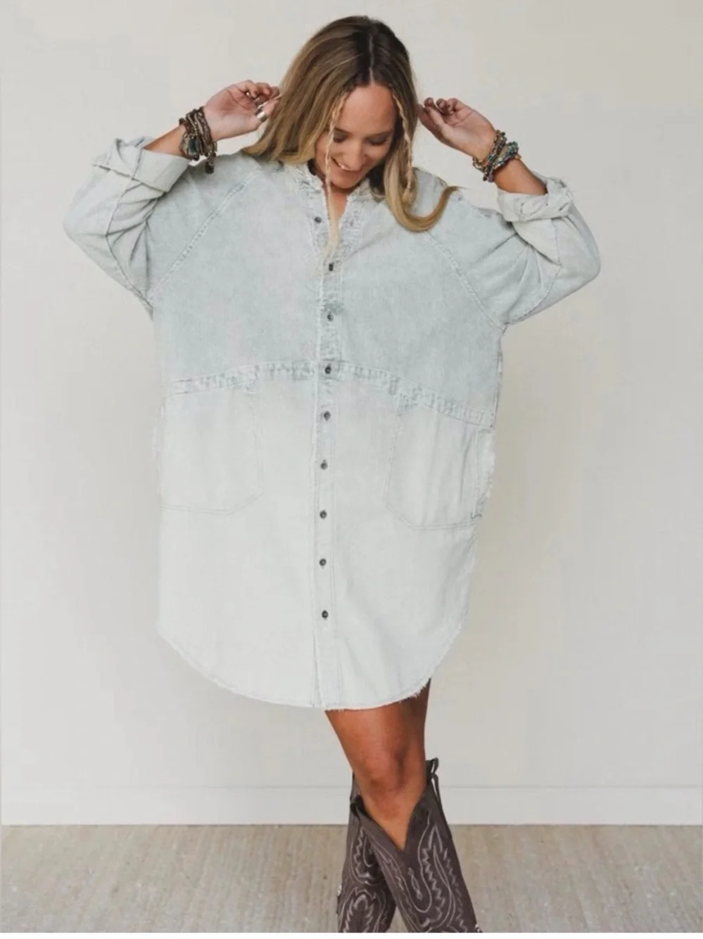 Three Bird Nest All You Do Tie Dye Corduroy Tunic Dress