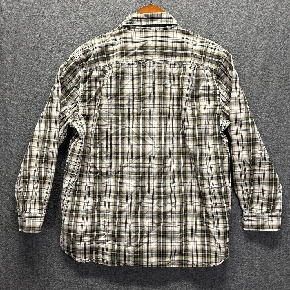 Carhartt Button Shirt‎ Mens X Large Plaid Relaxed Fit Black White 100588 Cotton