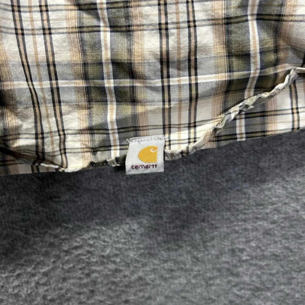 Carhartt Button Shirt‎ Mens X Large Plaid Relaxed Fit Black White 100588 Cotton