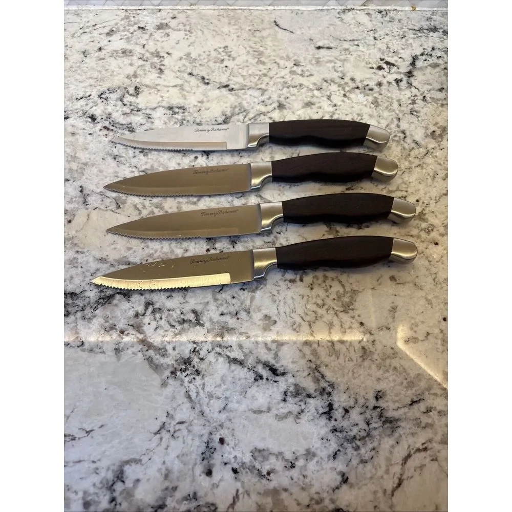 Tommy Bahama Stainless‎ Steel and wood Set Of 4  Steakhouse Knife Fishing Beach