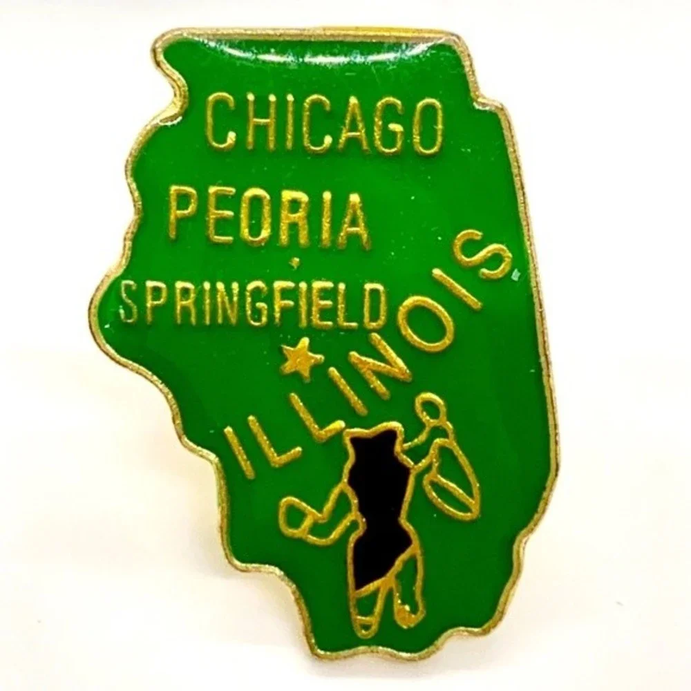 State of Illinois Chicago Peoria Springfield Pin Button Badge Lapel Pin Hat Pin‎