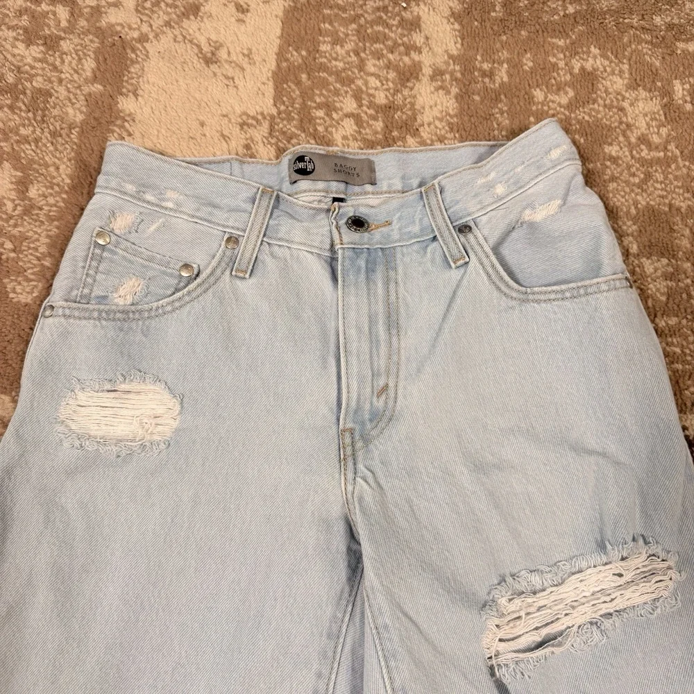Levis Silvertab Shorts Women's 26 Baggy Mid Denim Distressed Summer