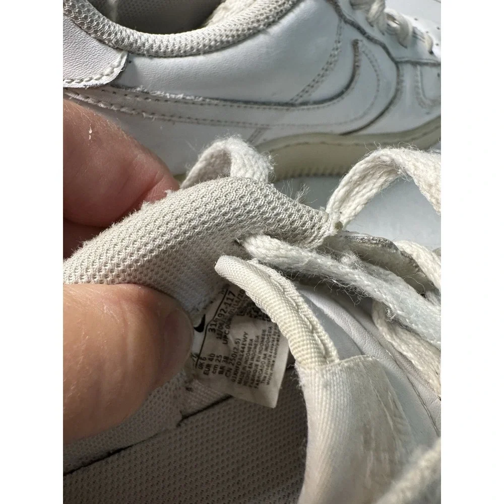Nike Air Force‎ 1 Low Sneaker Youth Size 7Y White Leather 314192-117