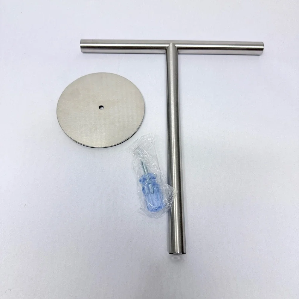 Brushed Stainless Steel T-Shape Hand Towel Holder Countertop Vanity Rack Silver