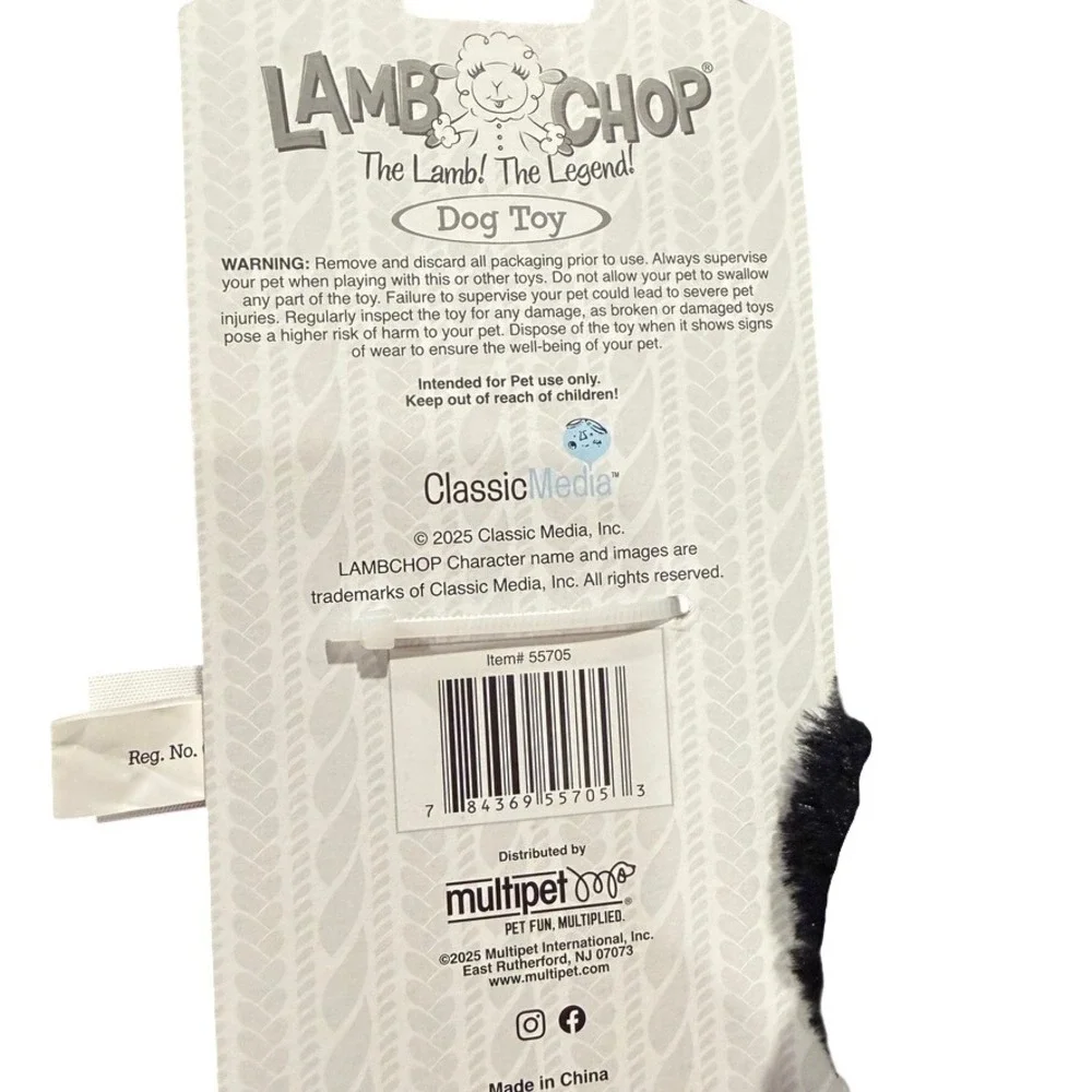 Pet Holiday Dog Toys (2) Lamb Chop & Penguin Multicolor Christmas Plush‎