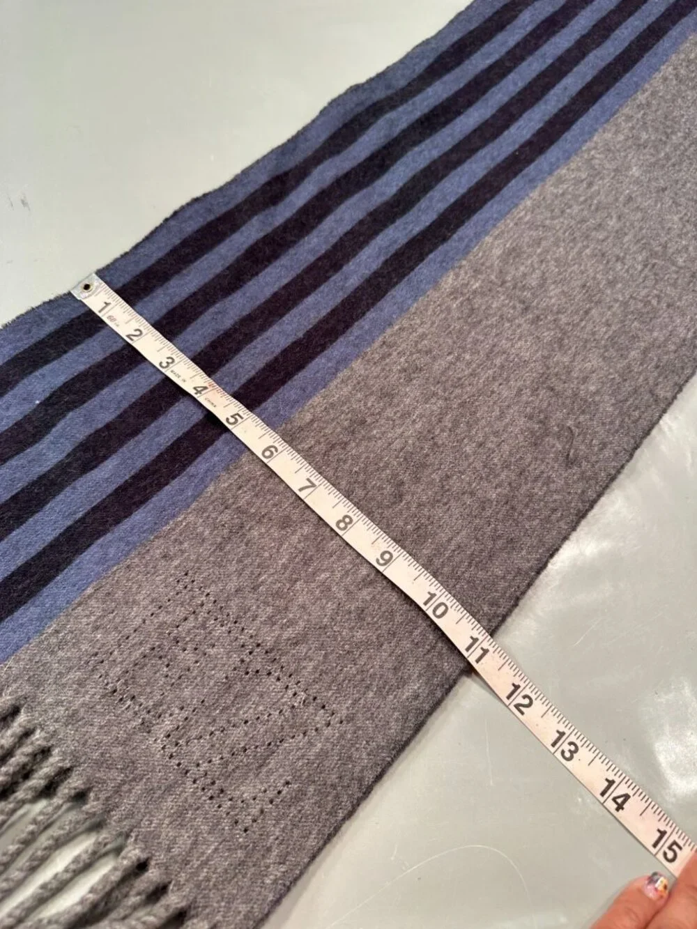 Ermenegildo Zegna Scarf Mens Italy Striped Cashmere Wool Muffler Winter Fringed