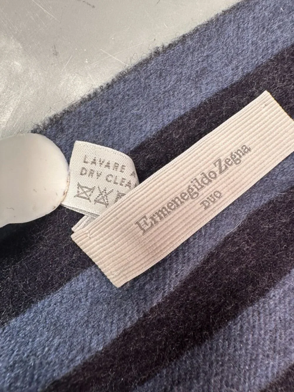 Ermenegildo Zegna Scarf Mens Italy Striped Cashmere Wool Muffler Winter Fringed