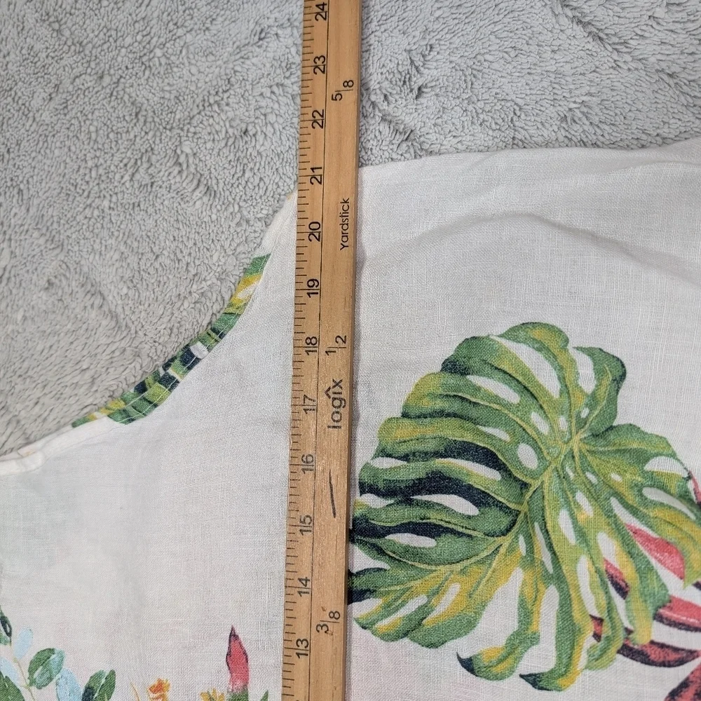 Lungo Larno Dress Dress Womens L White Floral Linen Beach Midi Sleeveless Coast