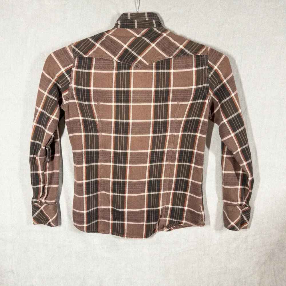 True‎ Religion Flannel Shirt Mens XL Blue Plaid Pearl Snap Western Long Sleeve