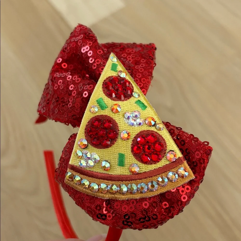Red Sequin Bow Pizza Headband for Children