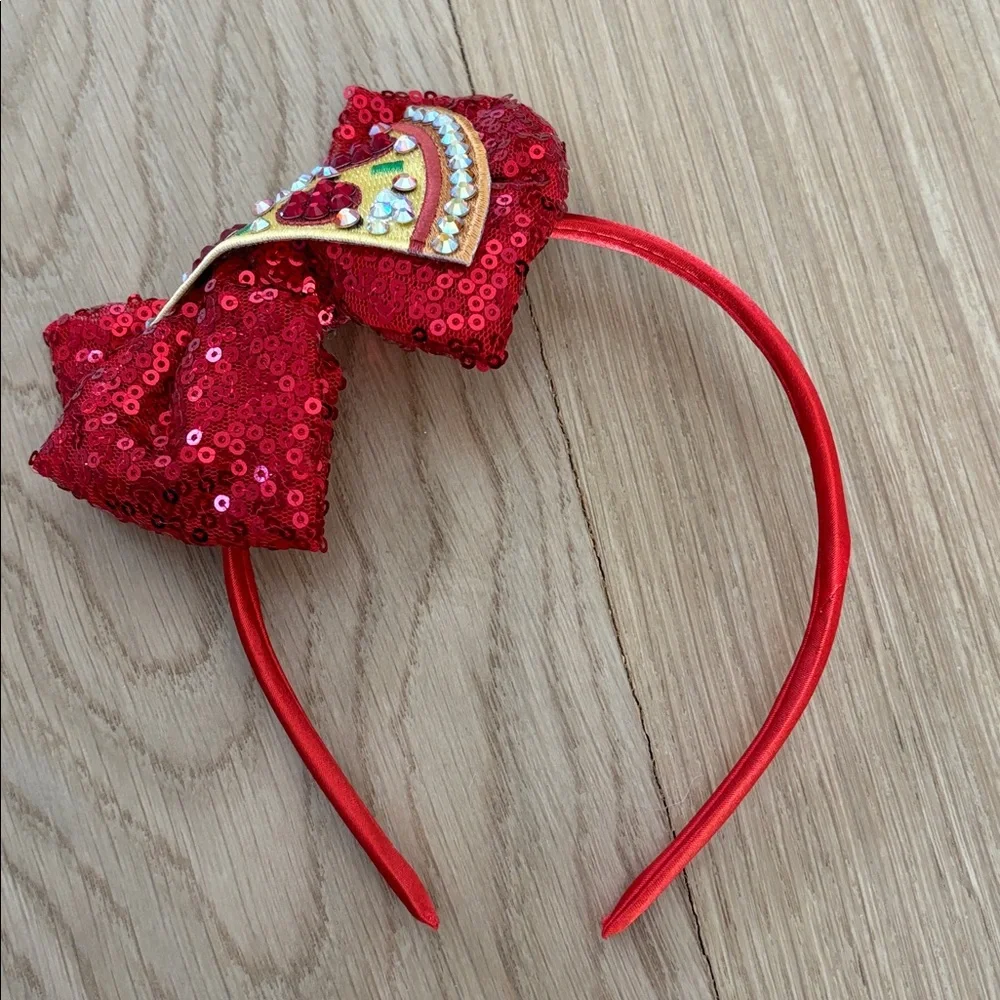 Red Sequin Bow Pizza Headband for Children