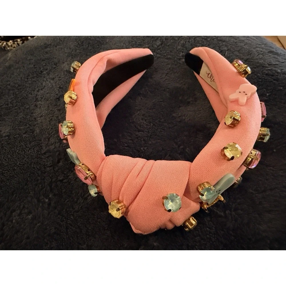 Cheeky Plum Pink Easter Bunny Wide Bejeweled  Headband NWOT