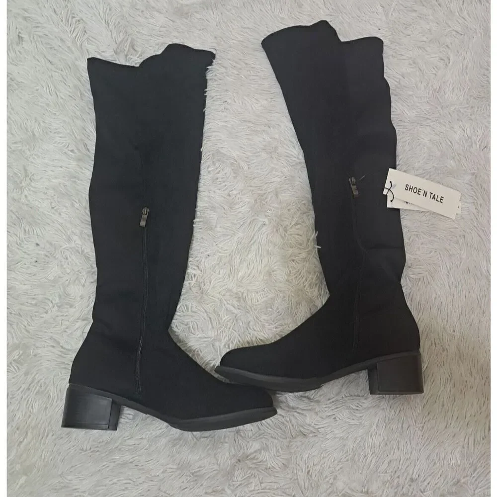 Shoe'N Tale Boots Women Size 9 Faux Suede Stretch Over The Knee‎ Thigh High