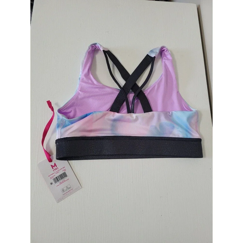NEW Justice Strappy Back Sports Bra Butterfly Print Girls Medium 10