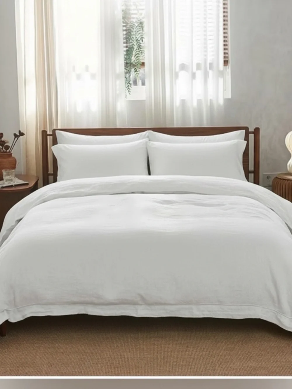 Pure White washes Linen Duvet Cover Set