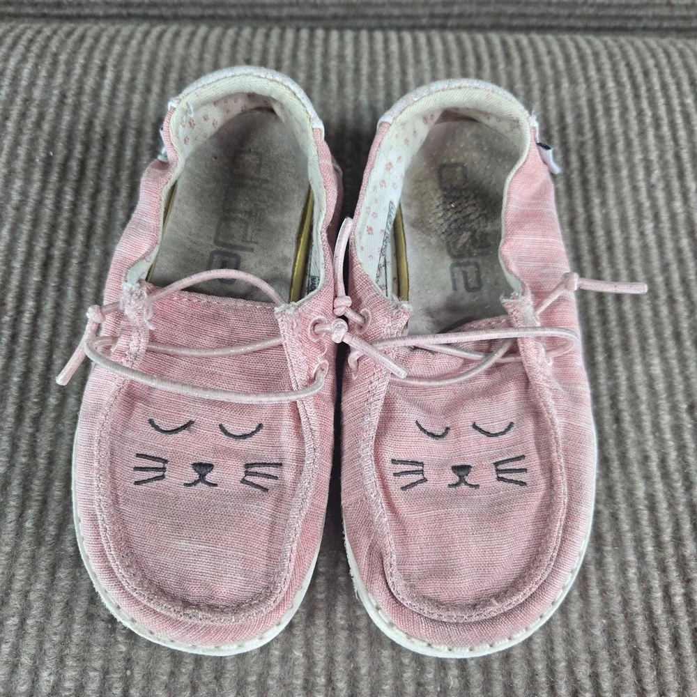 Hey Dude Toddler 9 Pink Wendy Sparkle Kitty Cat Slip On Loafers 160025068