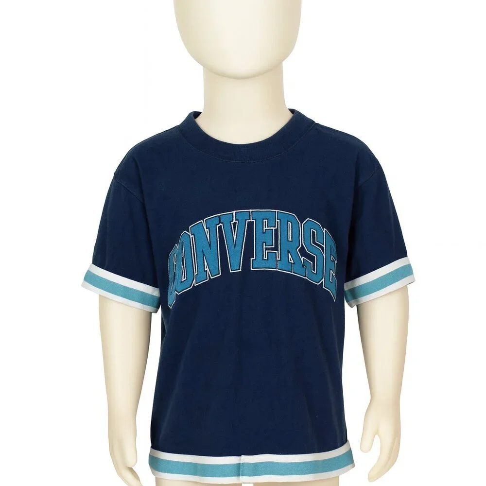 Converse XS Blue Perforated Top Athletic Spellout tee top