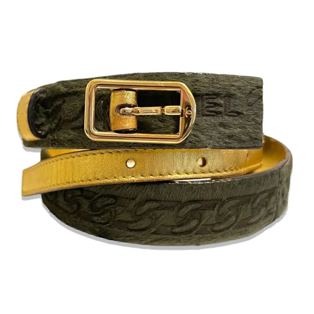 Chanel Buckle Belt Calf Hair and Leather |Size: 70|