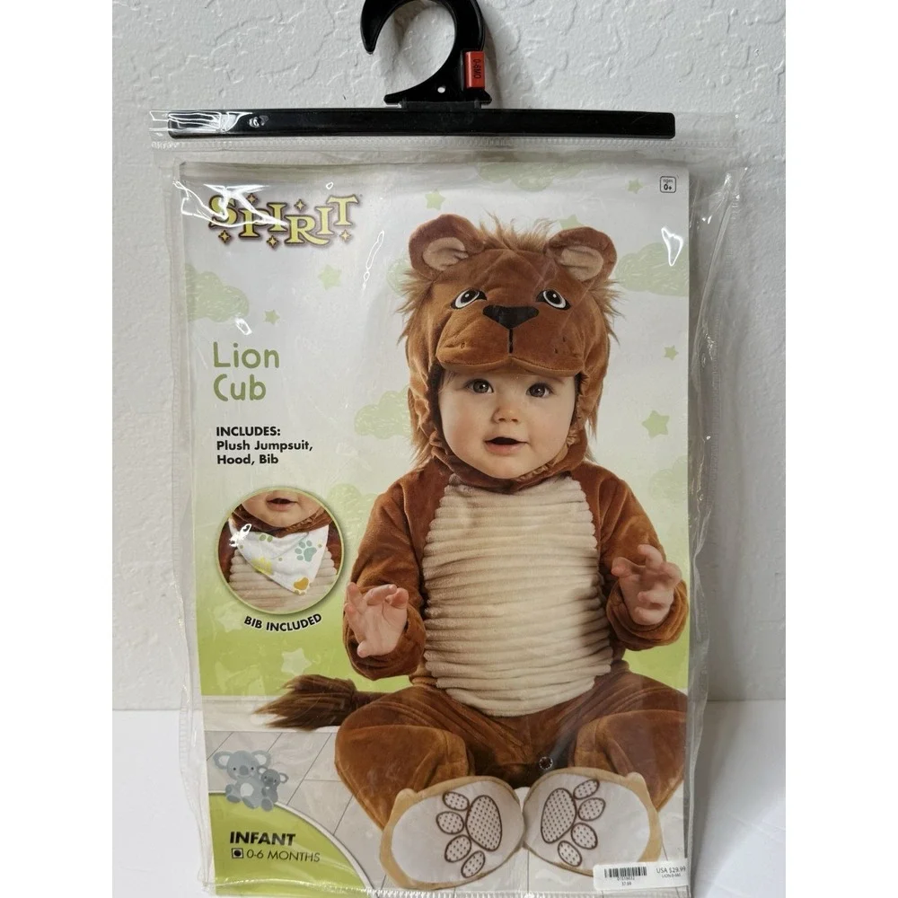 Spirit Halloween Lion Cub Halloween Costume No Bib Baby 0-6mo. Furry Fuzzy