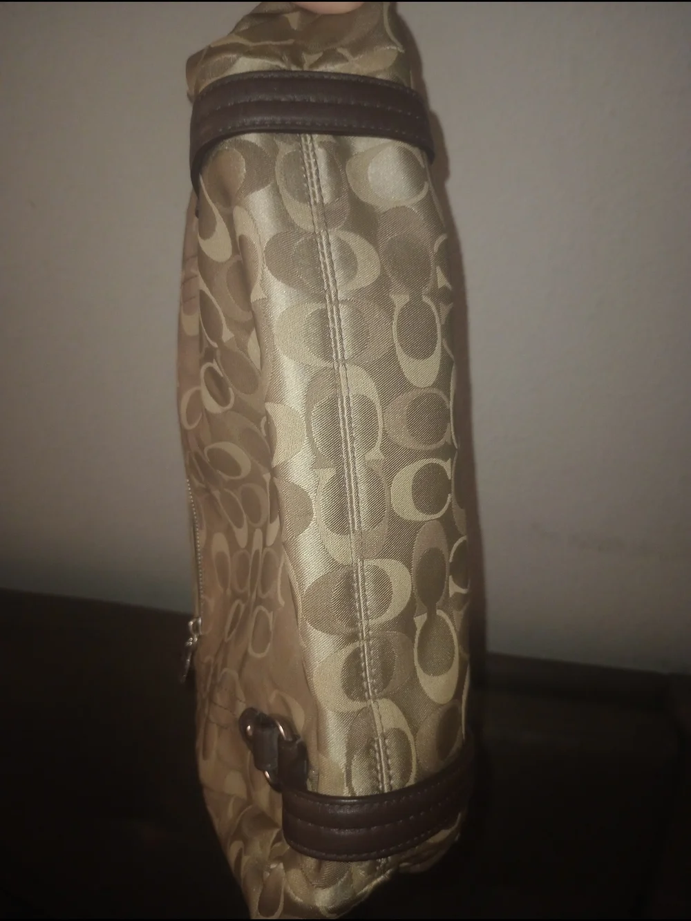 Coach Alexandria Signature Tote in Khaki and Brown