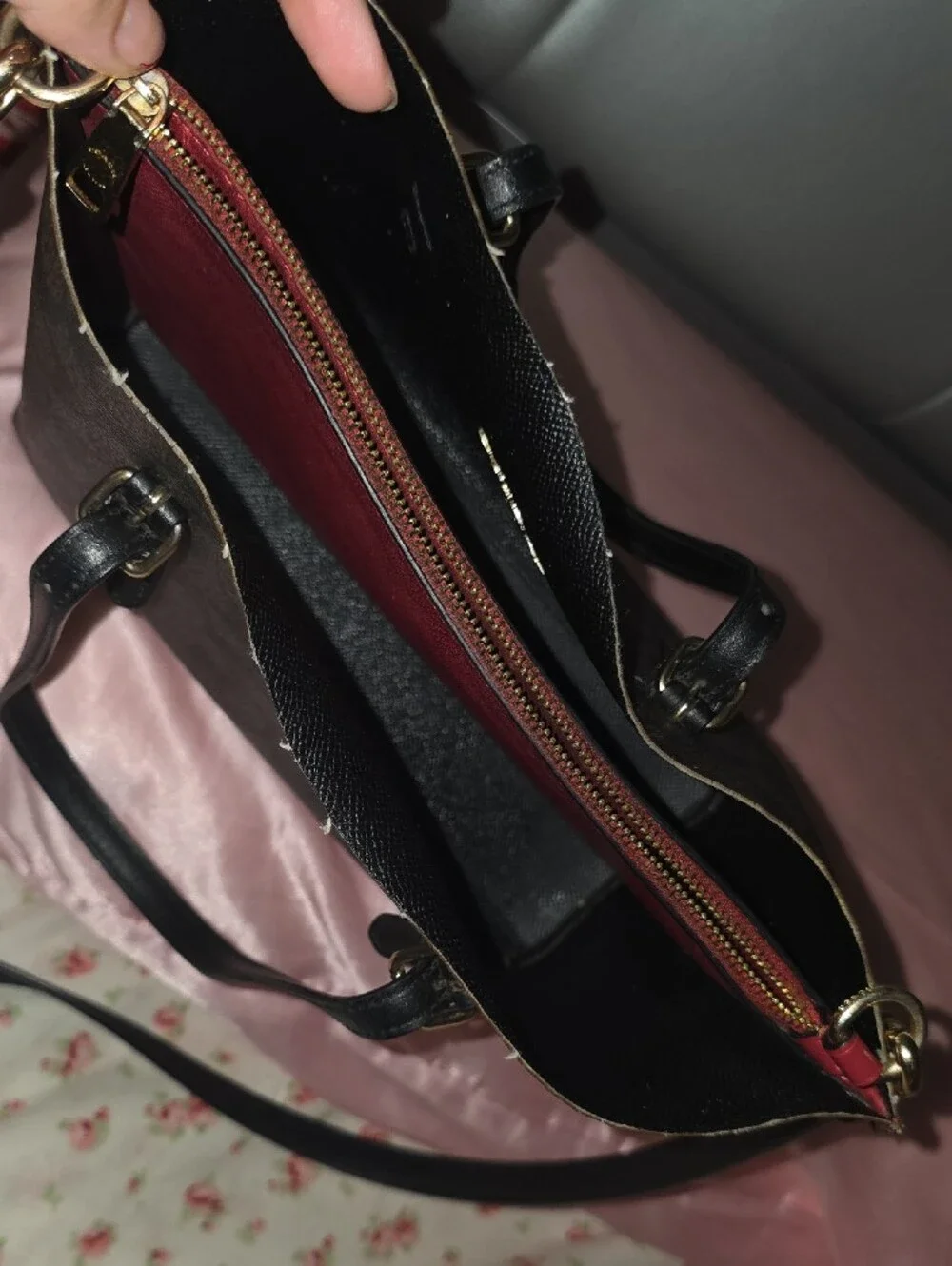 Coach Brown Signature Canvas Shoulder Tote with Gold Hardware