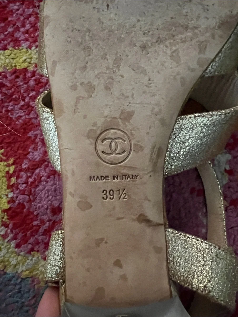 CHANEL Gold Sandal Women’s 39.5