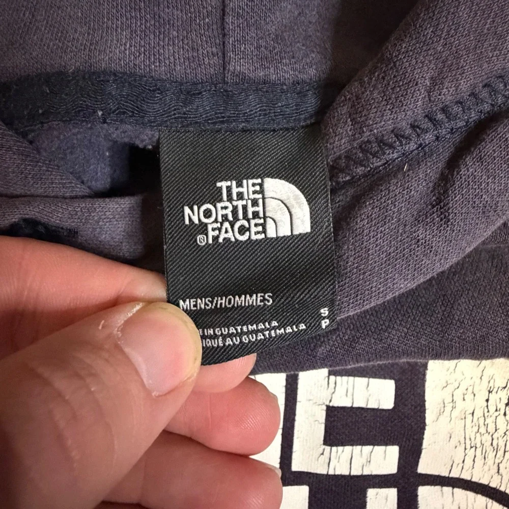 The North Face Mens‎ Small Hoodie Faded Navy Blue Graphic Logo Sweatshirt