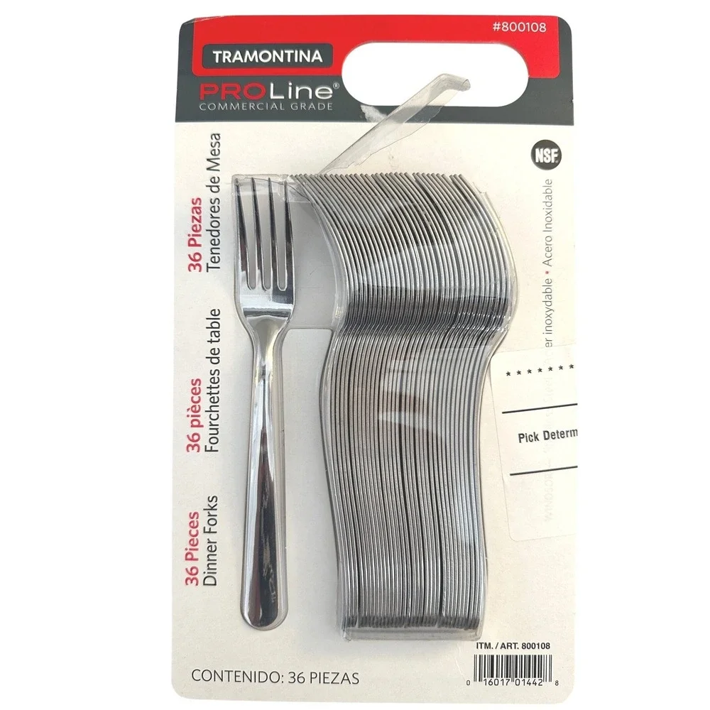 Tramontina Silver Stainless Steel PROLine Dinner Forks 36 Piece Set