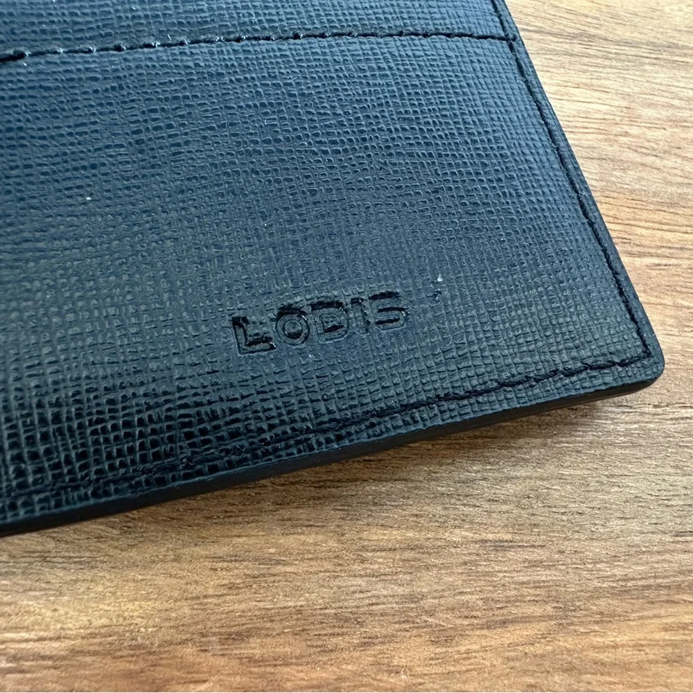 Lodis Black‎ Leather Card Wallet Julia Slim Compact Cash