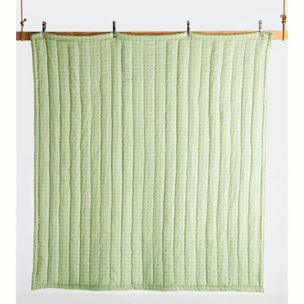 By Anthropologie size Queen 92” x 96” Green Anna Handcrafted Garden Quilt