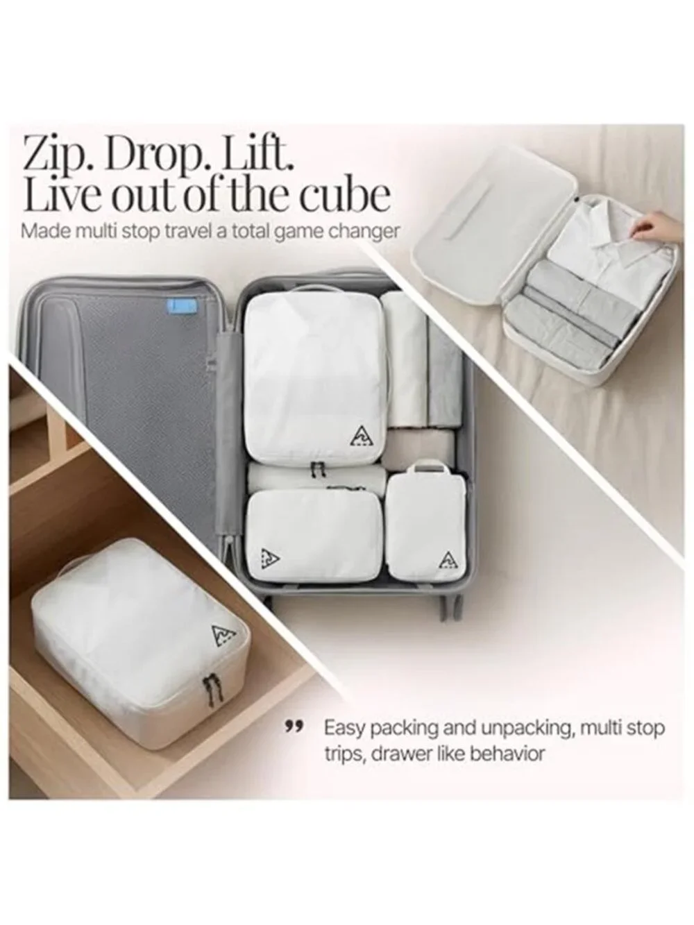 Compression Packing Cubes Travel Organizer Luggage Packing Cube Set 4 Piece