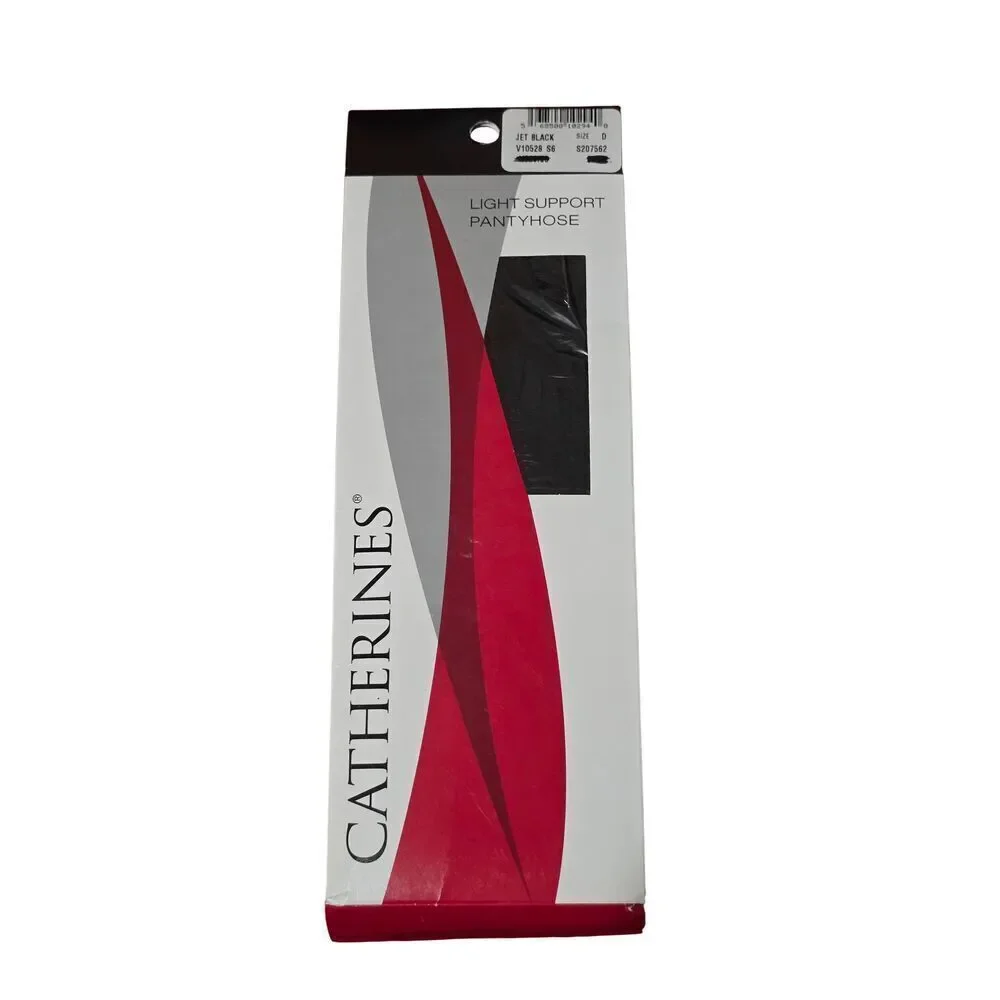 Vintage Catherine's Light Support Pantyhose Size D in Jet Black