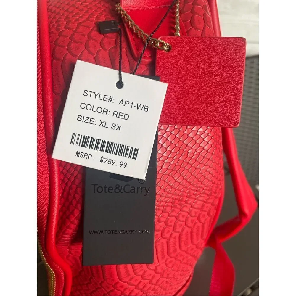 NWT Tote & Carry Red Faux Snake Skin Bag
