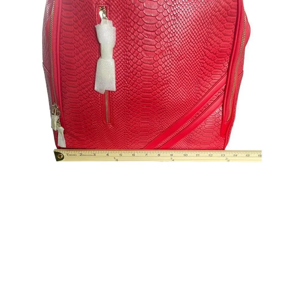 NWT Tote & Carry Red Faux Snake Skin Bag