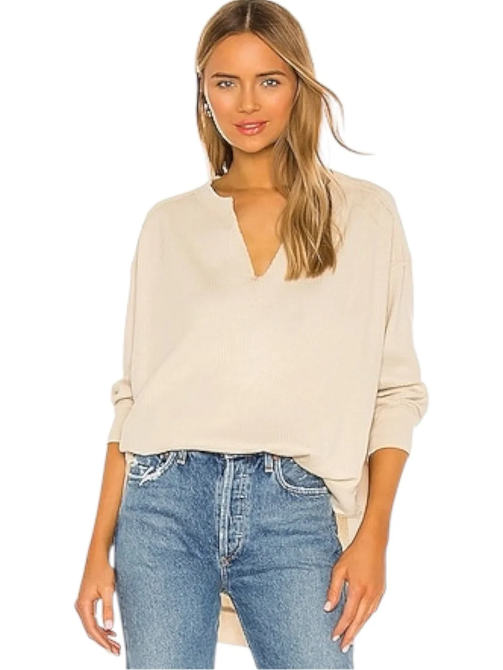 Free People Owen Waffle Tee OVERSIZED