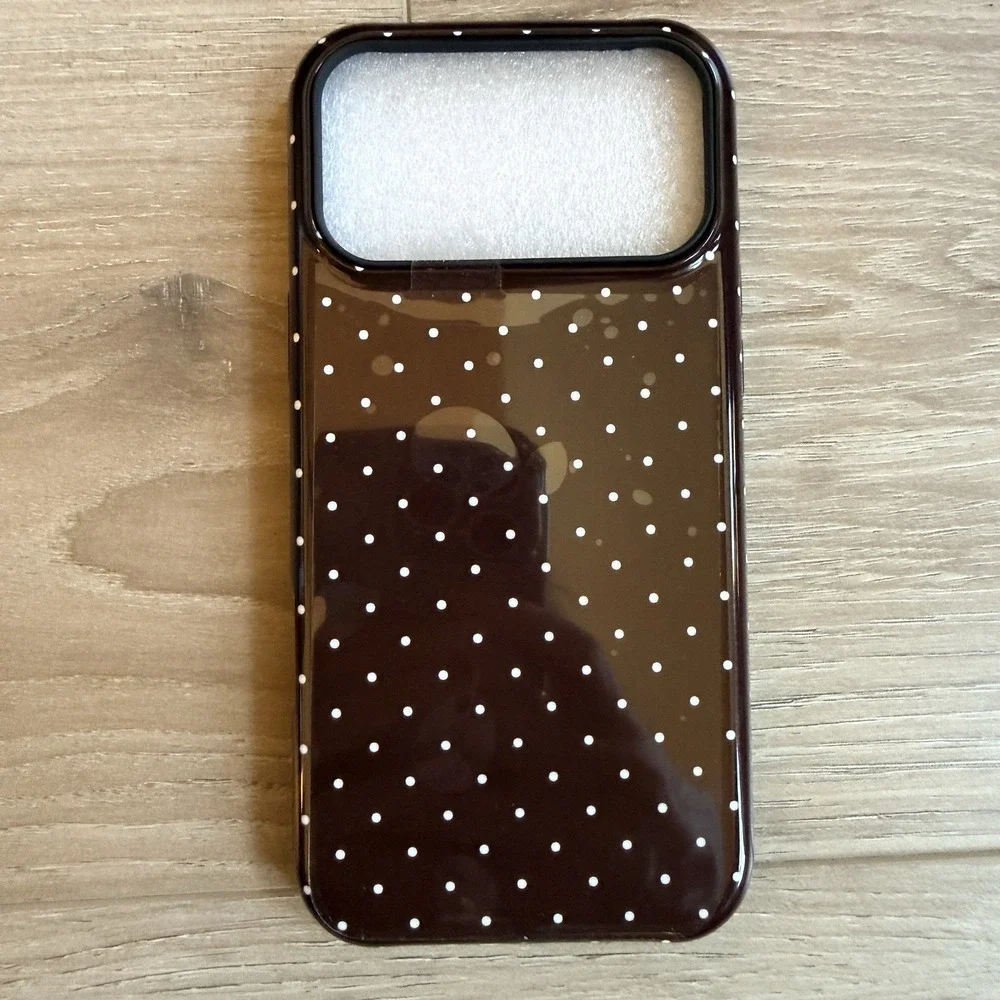 iPhone Brown White Polka Dots 17‎ Pro Max Phone Case